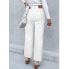 image:imageSidefeel Womens Straight Leg Jeans High Waisted Stretchy Jeans Zimbaplatinum Wide Leg Ankle Denim Pants with PocketsWhite
