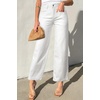 image:imageSidefeel Womens Straight Leg Jeans High Waisted Stretchy Jeans Zimbaplatinum Wide Leg Ankle Denim Pants with PocketsWhite