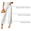image:imageSidefeel Womens Straight Leg Jeans High Waisted Stretchy Jeans Zimbaplatinum Wide Leg Ankle Denim Pants with PocketsWhite