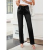 image:imageSidefeel Womens Straight Leg Jeans High Waisted Stretchy Rhinestone Wide Leg Denim PantsBlack