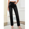 image:imageSidefeel Womens Straight Leg Jeans High Waisted Stretchy Rhinestone Wide Leg Denim PantsBlack