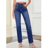 image:imageSidefeel Womens Straight Leg Jeans High Waisted Stretchy Rhinestone Wide Leg Denim PantsBluing