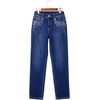 image:imageSidefeel Womens Straight Leg Jeans High Waisted Stretchy Rhinestone Wide Leg Denim PantsBluing
