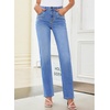 image:imageSidefeel Womens Straight Leg Jeans High Waisted Stretchy Rhinestone Wide Leg Denim PantsDark Blue