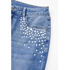 image:imageSidefeel Womens Straight Leg Jeans High Waisted Stretchy Rhinestone Wide Leg Denim PantsDark Blue