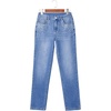 image:imageSidefeel Womens Straight Leg Jeans High Waisted Stretchy Rhinestone Wide Leg Denim PantsDark Blue