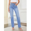 image:imageSidefeel Womens Straight Leg Jeans High Waisted Stretchy Rhinestone Wide Leg Denim PantsLight Blue