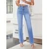 image:imageSidefeel Womens Straight Leg Jeans High Waisted Stretchy Rhinestone Wide Leg Denim PantsLight Blue