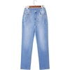 image:imageSidefeel Womens Straight Leg Jeans High Waisted Stretchy Rhinestone Wide Leg Denim PantsLight Blue