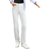 image:imageSidefeel Womens Straight Leg Jeans High Waisted Stretchy Rhinestone Wide Leg Denim PantsWhite
