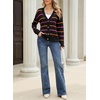 image:imageSidefeel Womens Striped Cardigan Sweaters Cropped V Neck Long Sleeve Button Down Knit Open Front Sweater CoatBlack