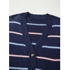 image:imageSidefeel Womens Striped Cardigan Sweaters Cropped V Neck Long Sleeve Button Down Knit Open Front Sweater CoatBlue