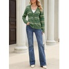 image:imageSidefeel Womens Striped Cardigan Sweaters Cropped V Neck Long Sleeve Button Down Knit Open Front Sweater CoatGreen
