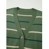 image:imageSidefeel Womens Striped Cardigan Sweaters Cropped V Neck Long Sleeve Button Down Knit Open Front Sweater CoatGreen