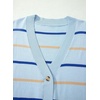 image:imageSidefeel Womens Striped Cardigan Sweaters Cropped V Neck Long Sleeve Button Down Knit Open Front Sweater CoatMist Blue