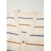 image:imageSidefeel Womens Striped Cardigan Sweaters Cropped V Neck Long Sleeve Button Down Knit Open Front Sweater CoatWhite
