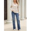 image:imageSidefeel Womens Striped Cardigan Sweaters Cropped V Neck Long Sleeve Button Down Knit Open Front Sweater CoatWhite