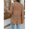 image:imageSidefeel Womens Summer Cardigan Sweaters Long Sleeve Open Front Crochet See Through Lightweight Kimonos Boho Beach Cover UpsBrown