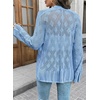 image:imageSidefeel Womens Summer Cardigan Sweaters Long Sleeve Open Front Crochet See Through Lightweight Kimonos Boho Beach Cover UpsLight Blue