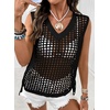 image:imageSidefeel Womens Summer Crochet Tank Tops V Neck Hollow Out Knit Sleeveless Beach Cover Ups TopBlack
