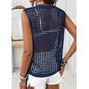 image:imageSidefeel Womens Summer Crochet Tank Tops V Neck Hollow Out Knit Sleeveless Beach Cover Ups TopDirty Blue