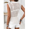 image:imageSidefeel Womens Summer Crochet Tank Tops V Neck Hollow Out Knit Sleeveless Beach Cover Ups TopWhite