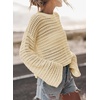 image:imageSidefeel Womens Summer Sweaters 2026 Lightweight Casual Long Sleeve Crochet Tops Hollow Out Knit Pullover ClothingApricot