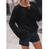 image:imageSidefeel Womens Summer Sweaters 2026 Lightweight Casual Long Sleeve Crochet Tops Hollow Out Knit Pullover ClothingBlack