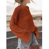 image:imageSidefeel Womens Summer Sweaters 2026 Lightweight Casual Long Sleeve Crochet Tops Hollow Out Knit Pullover ClothingGold Flame