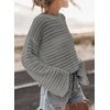 image:imageSidefeel Womens Summer Sweaters 2026 Lightweight Casual Long Sleeve Crochet Tops Hollow Out Knit Pullover ClothingGray