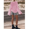 image:imageSidefeel Womens Summer Sweaters 2026 Lightweight Casual Long Sleeve Crochet Tops Hollow Out Knit Pullover ClothingPink