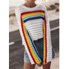 image:imageSidefeel Womens Summer Sweaters 2026 Lightweight Casual Long Sleeve Crochet Tops Hollow Out Knit Pullover ClothingRainbow