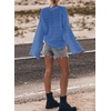 image:imageSidefeel Womens Summer Sweaters 2026 Lightweight Casual Long Sleeve Crochet Tops Hollow Out Knit Pullover ClothingSky Blue