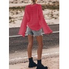 image:imageSidefeel Womens Summer Sweaters 2026 Lightweight Casual Long Sleeve Crochet Tops Hollow Out Knit Pullover ClothingStrawberry Pink