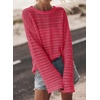image:imageSidefeel Womens Summer Sweaters 2026 Lightweight Casual Long Sleeve Crochet Tops Hollow Out Knit Pullover ClothingStrawberry Pink