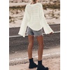 image:imageSidefeel Womens Summer Sweaters 2026 Lightweight Casual Long Sleeve Crochet Tops Hollow Out Knit Pullover ClothingWhite