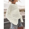 image:imageSidefeel Womens Summer Sweaters 2026 Lightweight Casual Long Sleeve Crochet Tops Hollow Out Knit Pullover ClothingWhite