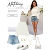 image:imageSidefeel Womens Summer Sweaters 2026 Lightweight Casual Long Sleeve Crochet Tops Hollow Out Knit Pullover ClothingWhite