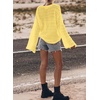 image:imageSidefeel Womens Summer Sweaters 2026 Lightweight Casual Long Sleeve Crochet Tops Hollow Out Knit Pullover ClothingYellow