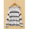 image:imageSidefeel Womens Sweaters 2026 Lightweight Casual Off Shoulder Long Sleeve Crochet Striped Knit Pullover Tops ClothingBlack