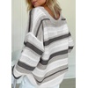 image:imageSidefeel Womens Sweaters 2026 Lightweight Casual Off Shoulder Long Sleeve Crochet Striped Knit Pullover Tops ClothingBlack