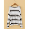 image:imageSidefeel Womens Sweaters 2026 Lightweight Casual Off Shoulder Long Sleeve Crochet Striped Knit Pullover Tops ClothingBlack