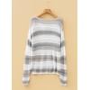 image:imageSidefeel Womens Sweaters 2026 Lightweight Casual Off Shoulder Long Sleeve Crochet Striped Knit Pullover Tops ClothingGray
