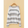 image:imageSidefeel Womens Sweaters 2026 Lightweight Casual Off Shoulder Long Sleeve Crochet Striped Knit Pullover Tops ClothingGray