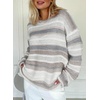 image:imageSidefeel Womens Sweaters 2026 Lightweight Casual Off Shoulder Long Sleeve Crochet Striped Knit Pullover Tops ClothingGray
