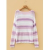 image:imageSidefeel Womens Sweaters 2026 Lightweight Casual Off Shoulder Long Sleeve Crochet Striped Knit Pullover Tops ClothingWhite