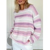 image:imageSidefeel Womens Sweaters 2026 Lightweight Casual Off Shoulder Long Sleeve Crochet Striped Knit Pullover Tops ClothingWhite