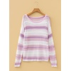 image:imageSidefeel Womens Sweaters 2026 Lightweight Casual Off Shoulder Long Sleeve Crochet Striped Knit Pullover Tops ClothingWhite
