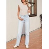 image:imageSidefeel Womens Tops Casual Crewneck Cap Sleeve Tops Ribbed Raw Hem Summer T Shirts Slim Fit Basic Tees BlousesApricot