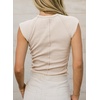 image:imageSidefeel Womens Tops Casual Crewneck Cap Sleeve Tops Ribbed Raw Hem Summer T Shirts Slim Fit Basic Tees BlousesApricot